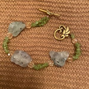 Organic Handmade Peridot Bracelet Toggle Clasp